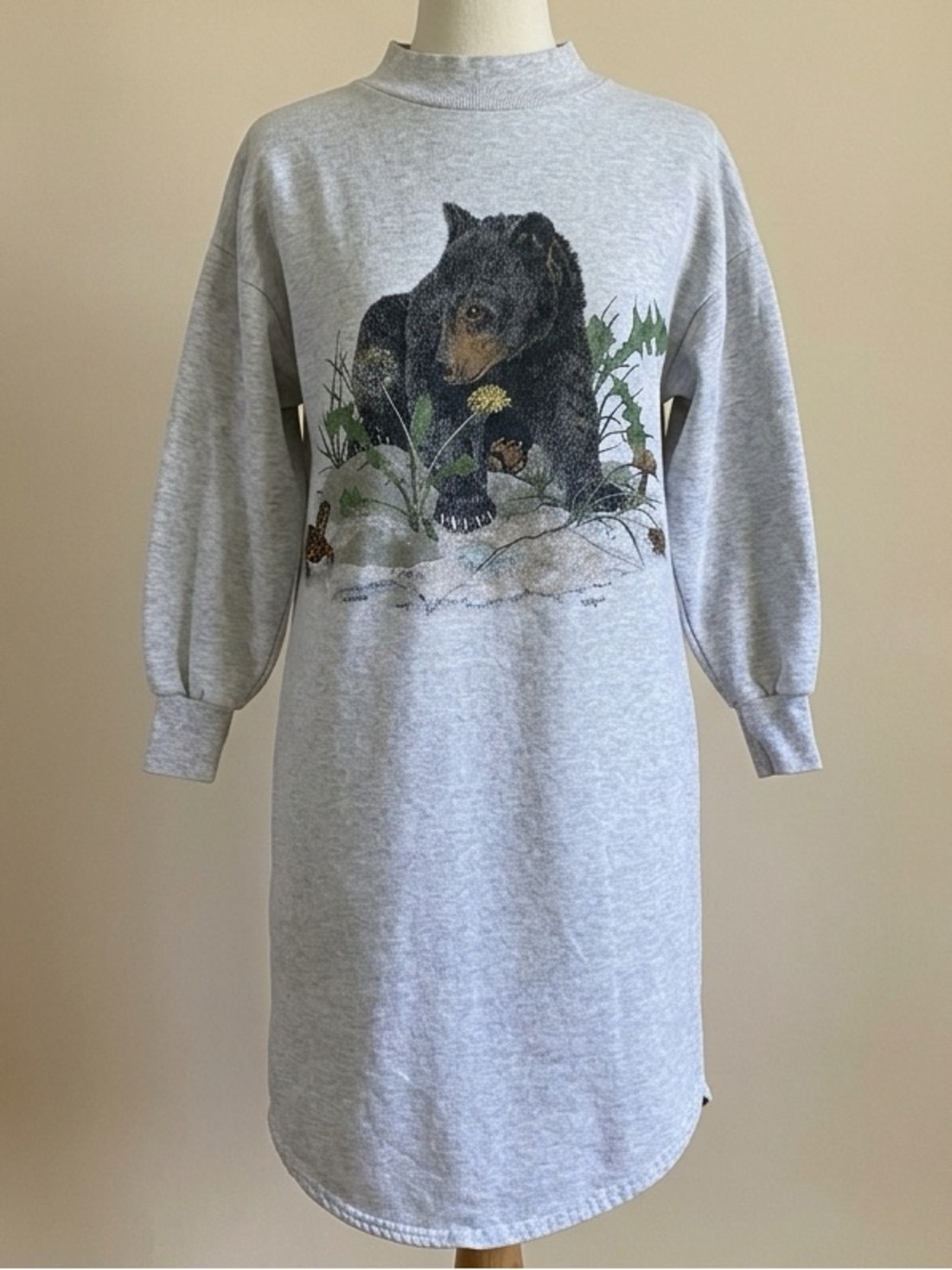Vintage 90s Sweatshirt Dress Artisans Sunschein Bear Nature Lounge Cabincore S M